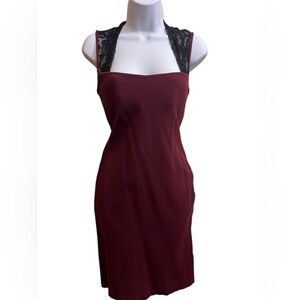Moda International Size S Wine Bodycon dress with lace